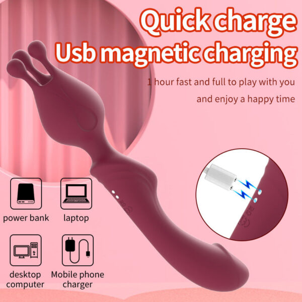 Liquid Silicone Double Head Vibration AV Stick Female Masturbation Sex Toy Heating Stick Massager