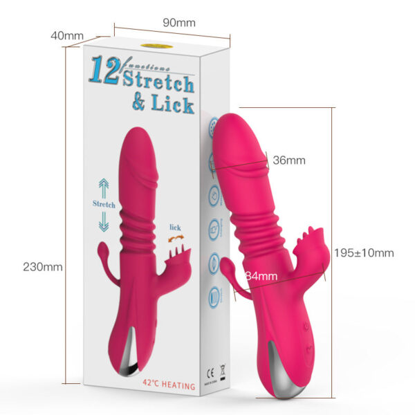 New female masturbation tongue licking vibrator silicone charging heating telescopic rod