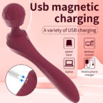 Liquid Silicone Double Head Vibrator Female Masturbation Warm AV Stick Massager