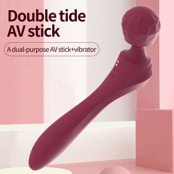 Liquid Silicone Double Head Vibrator Female Masturbation Warm AV Stick Massager