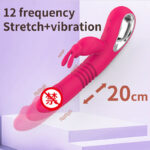 Silicone telescopic heating rod rabbit vibrating female masturbator