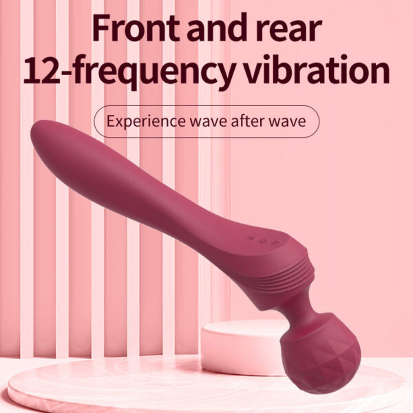 Liquid Silicone Double Head Vibrator Female Masturbation Warm AV Stick Massager