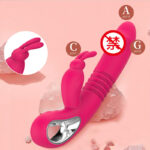 Silicone telescopic heating rod rabbit vibrating female masturbator