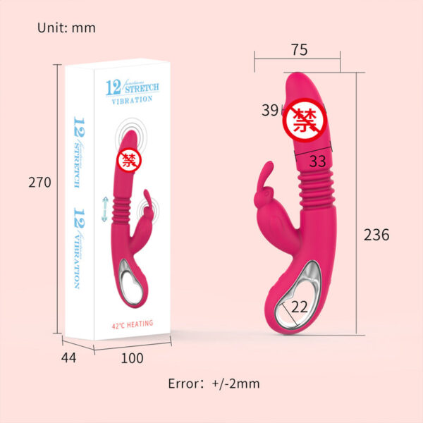 Silicone telescopic heating rod rabbit vibrating female masturbator