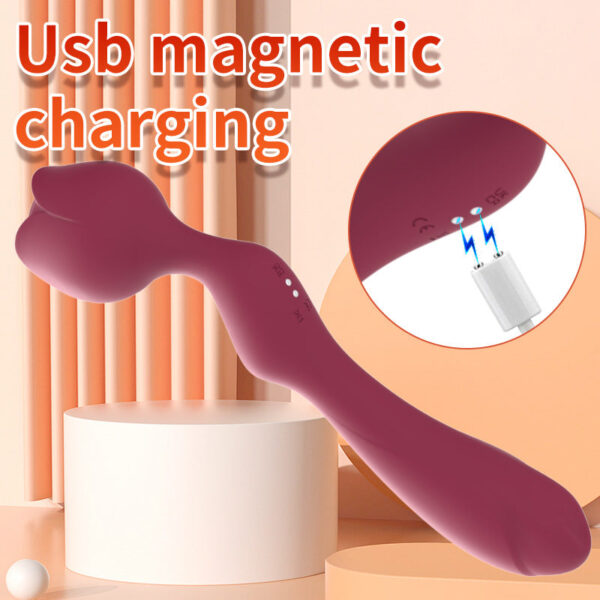 Liquid Silicone Rose Head Vibrator Warm AV Stick Massage Stick