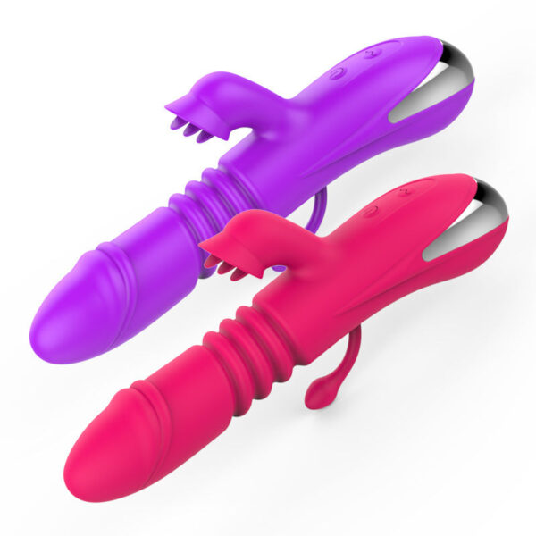 New female masturbation tongue licking vibrator silicone charging heating telescopic rod