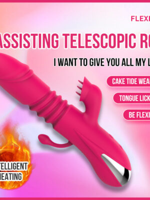 New female masturbation tongue licking vibrator silicone charging heating telescopic rod