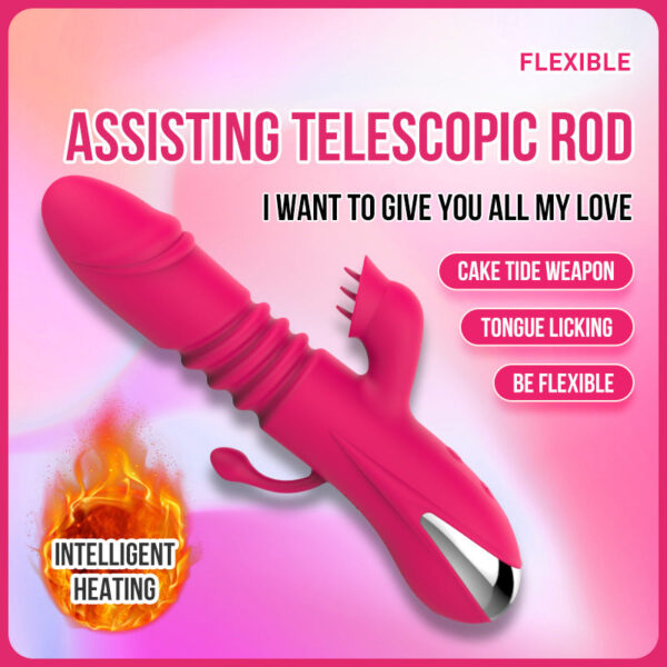 New female masturbation tongue licking vibrator silicone charging heating telescopic rod