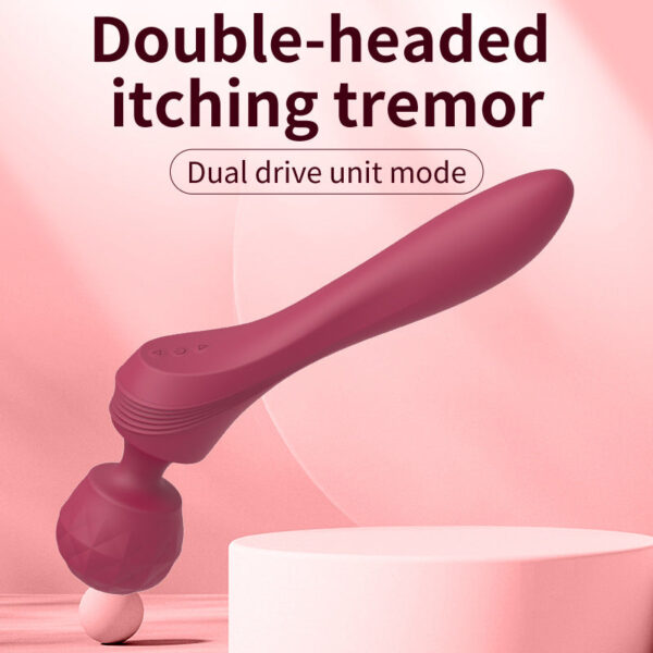 Liquid Silicone Double Head Vibrator Female Masturbation Warm AV Stick Massager