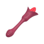 Liquid Silicone Double Head Vibrator Female Tongue Licking Masturbation Appliance Heating Rod