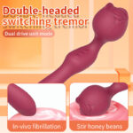 Liquid Silicone Rose Head Vibrator Warm AV Stick Massage Stick